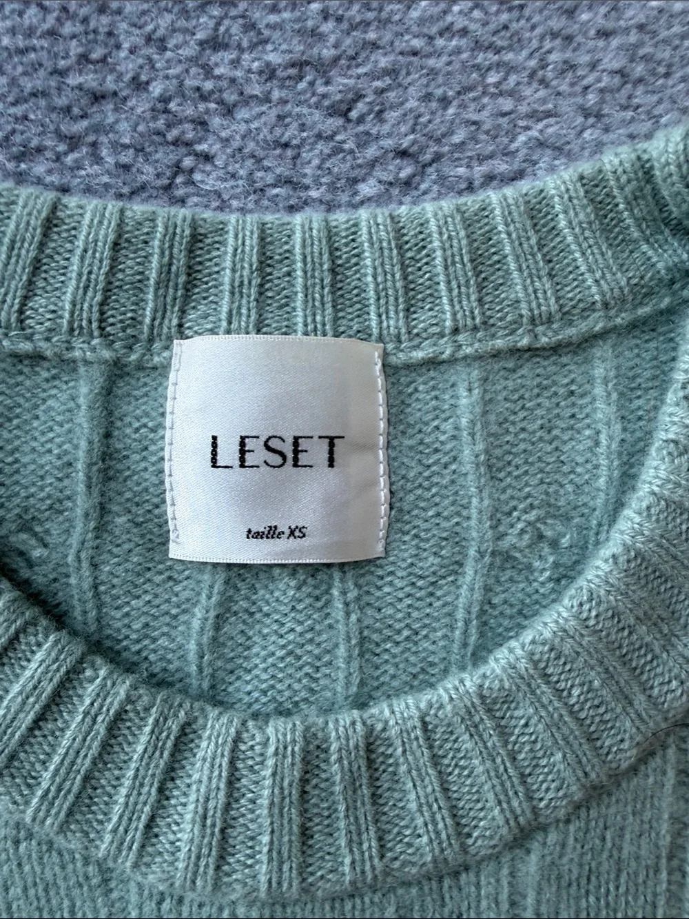 LESET Cable Knit Crewneck Sweater - Seafoam Green - Picture 2 of 4